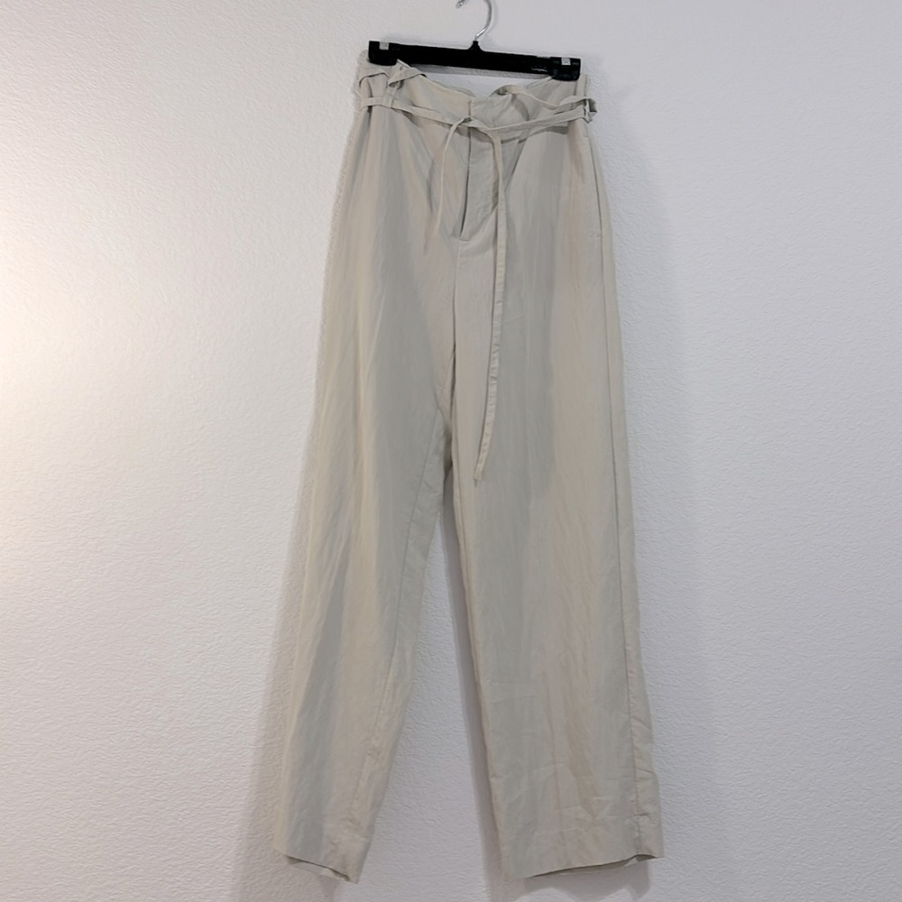 Vince Tencel Trousers with Tie Waist in Beige